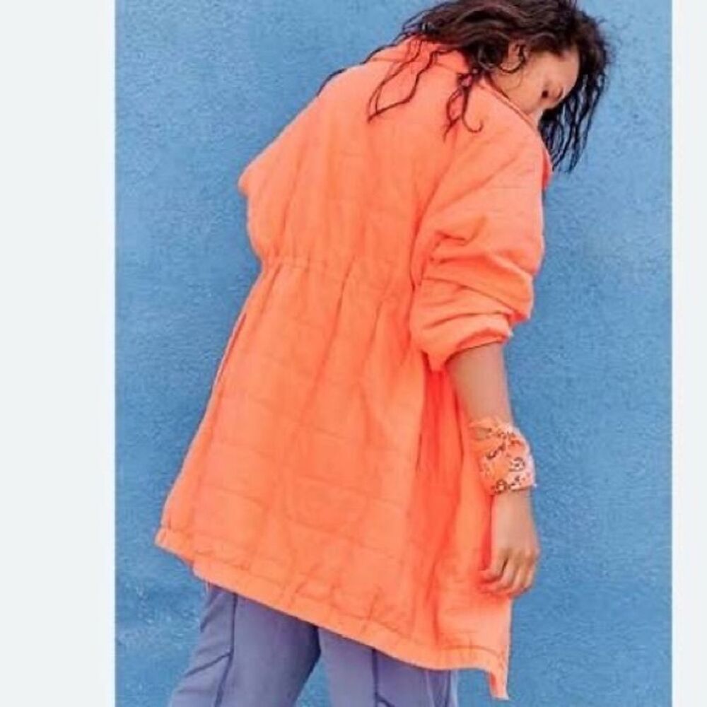 Free People Peri Packable Jacket Womens Size XS Oversized Orange Prima Loft